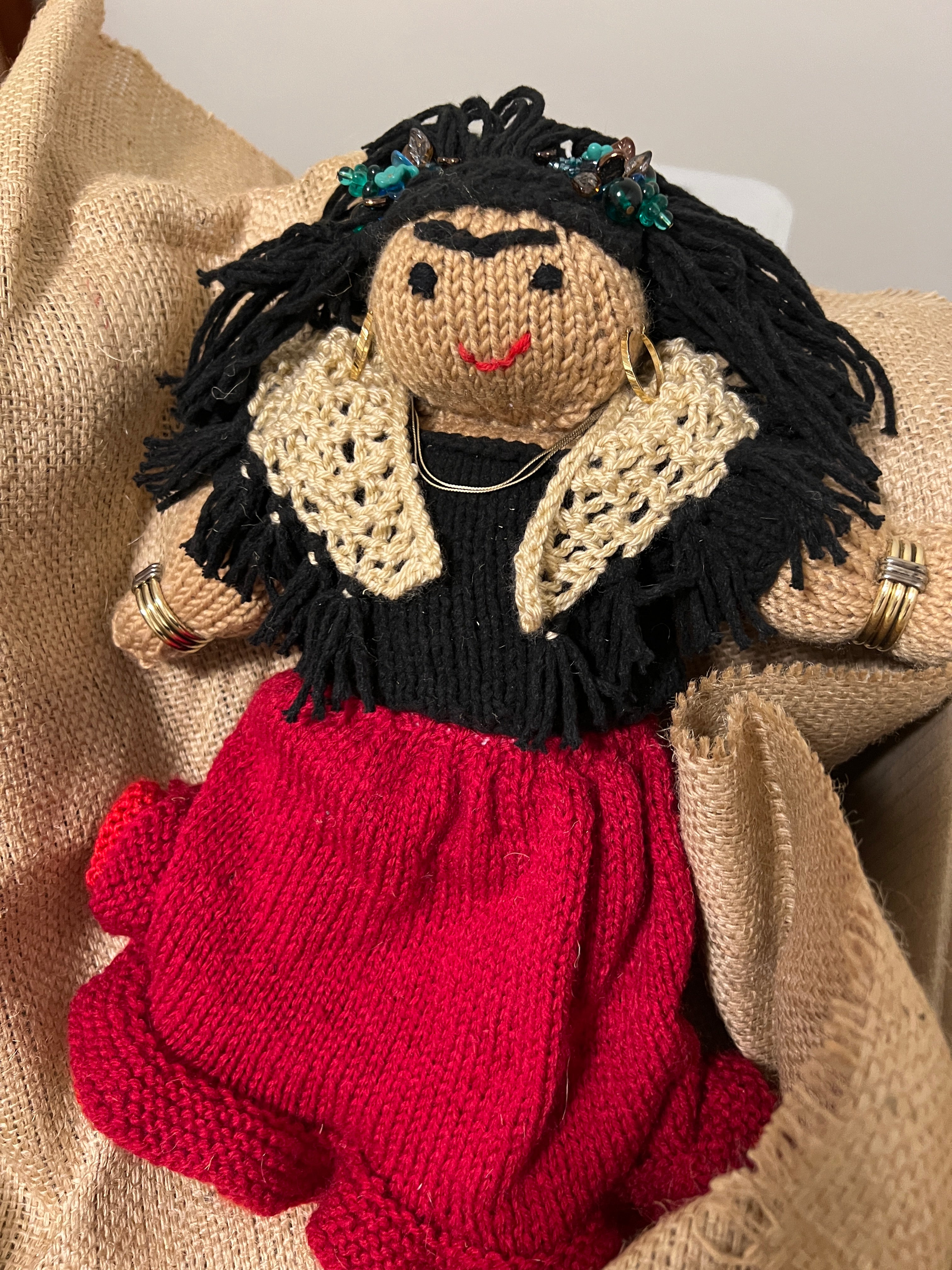 Frida Kahlo Knitted Doll