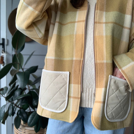 Wool blanket zip jacket Size L