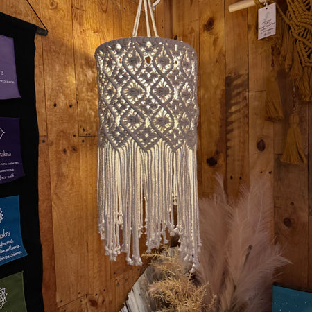 Macrame lantern with battery lights