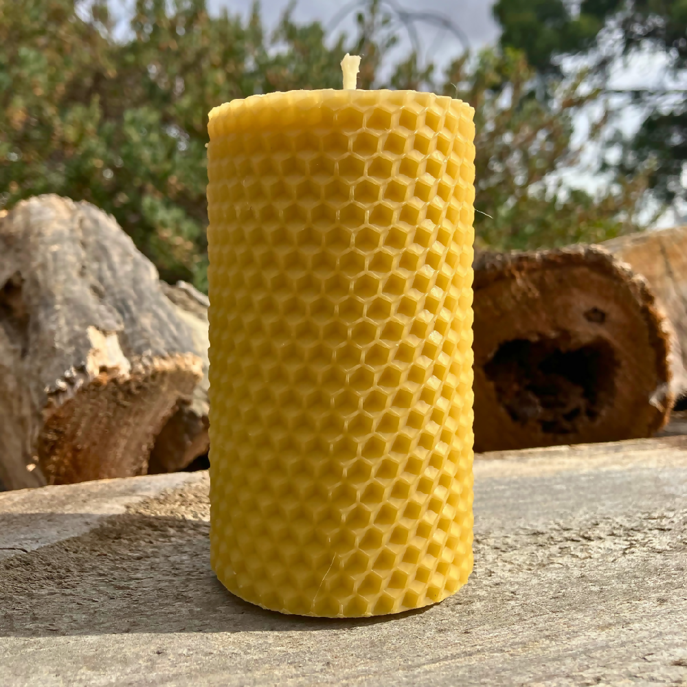 Narrow Road Living Medium Hand Rolled Pillar Beeswax Candle 3