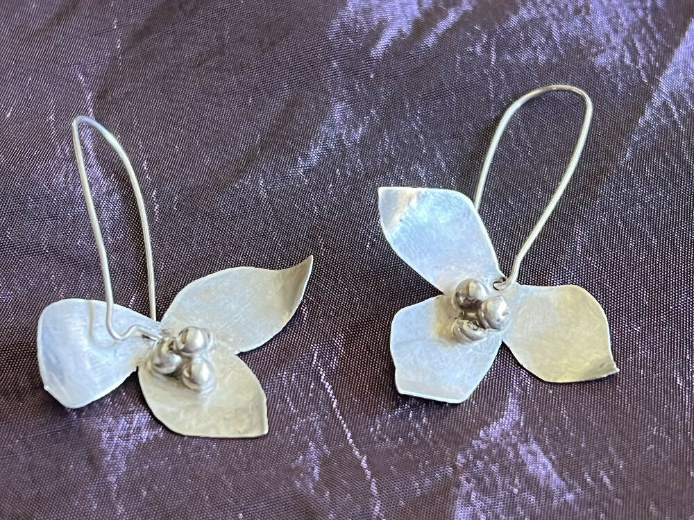 Delicate Solid Silver Flower Earrings