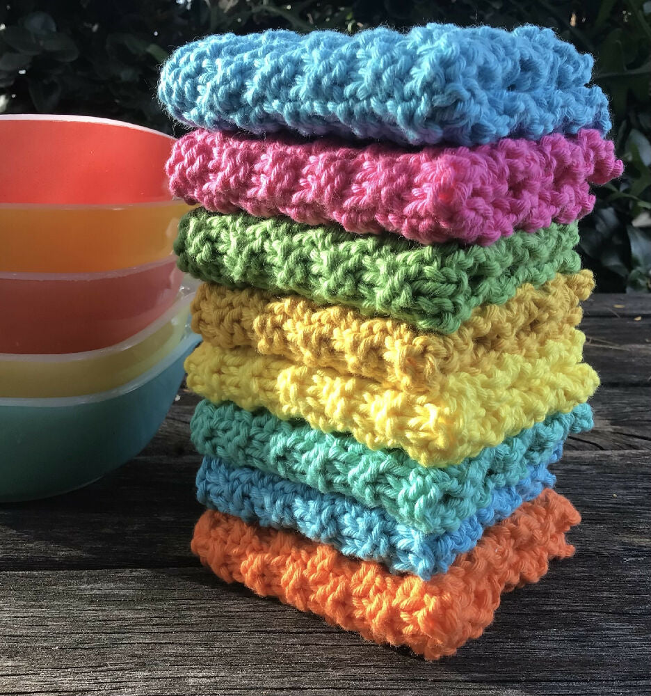 Set of 3 Pure Cotton Knitted Wash Cloths