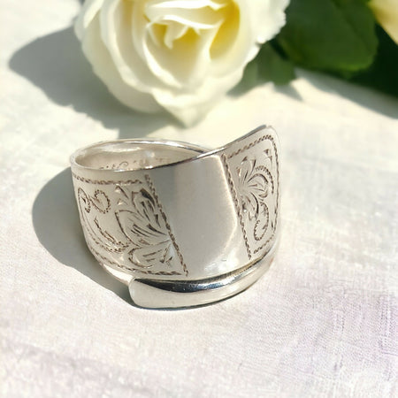 Antique German 1890 Sterling Silver Spiral Spoon Ring