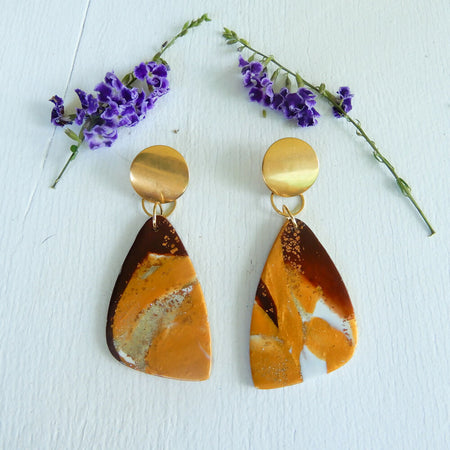 Brown & Gold Polymer Clay Earrings 