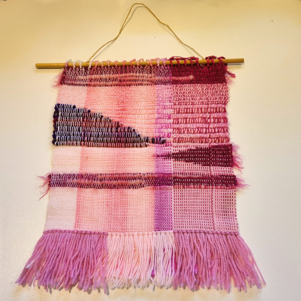 Woven wall art, 'pretty in pink' no.2