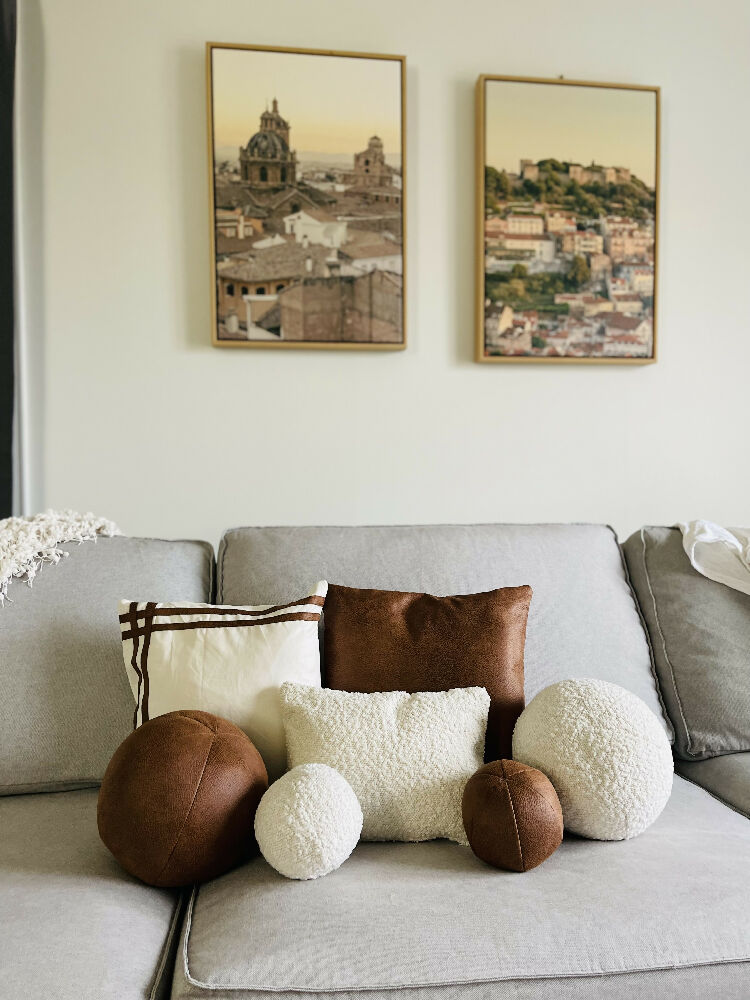 Faux Leather Sphere Cushions