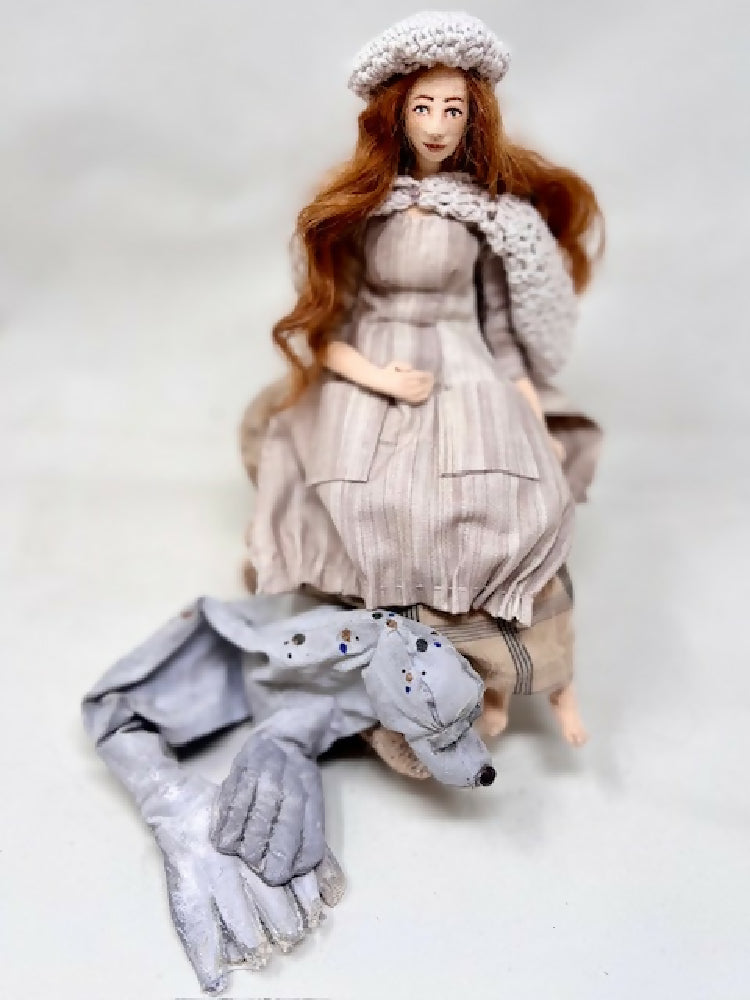 Selkie art doll, cloth seal, mixed media art sculpture