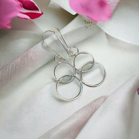 Vintage double ring sterling silver spoon earrings.