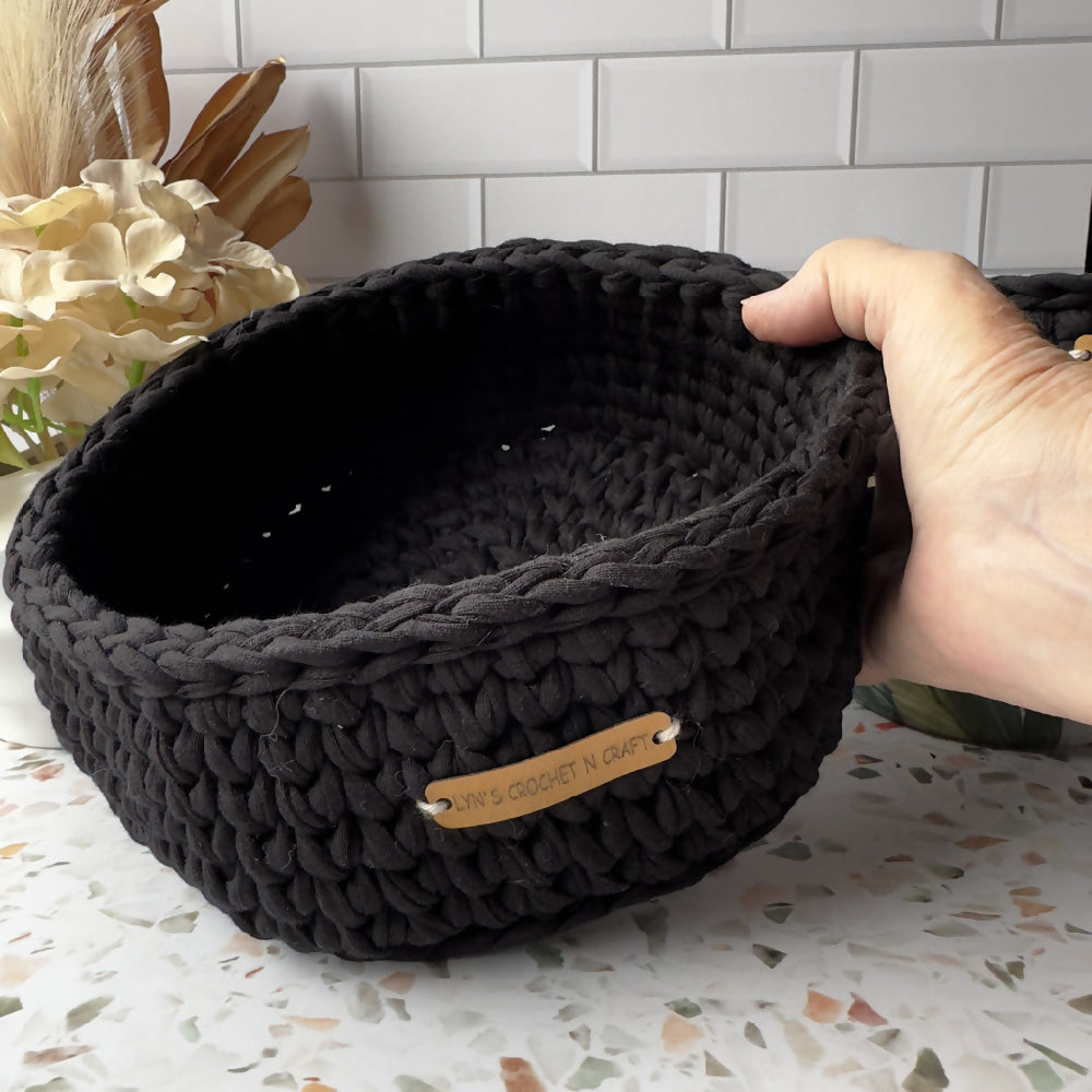 Australian-artist-handmade-crochet-black-basket