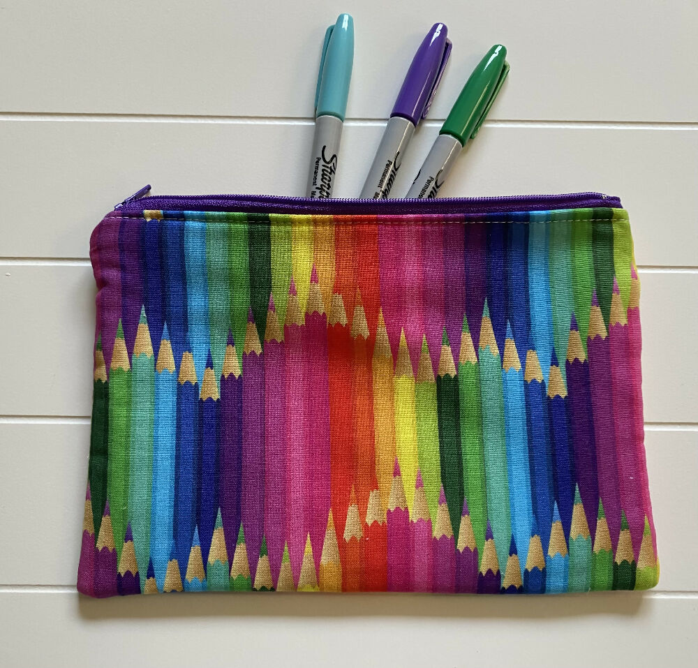 Colourful pencils pencil case