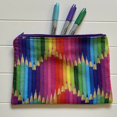 Colourful pencils pencil case