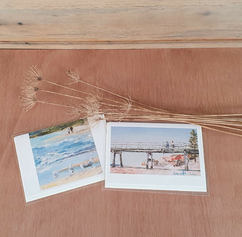 Images of Paintings: Beach Stroll Normanville Beach (left), Summers Day Port Noarlunga (right)