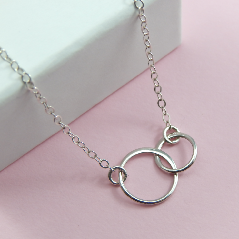 Sterling Silver Interlocking Circles Necklace: Mother Gift
