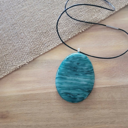Jade green fused glass - statement pendant