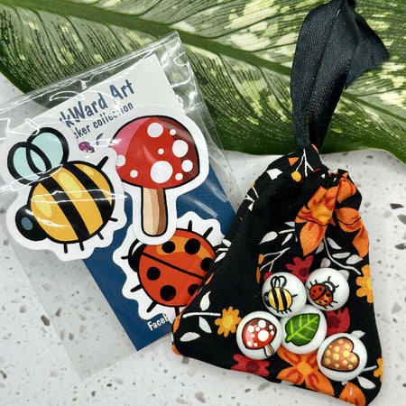 Hand painted Happiness pebble set - bee bugs garden heart