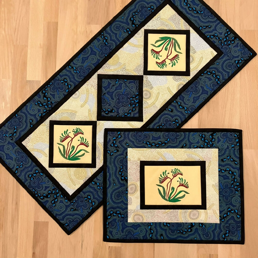 handmade Australian native quilted - kangaroo paw