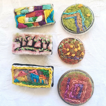 Miniature Felted Artwork Brooches