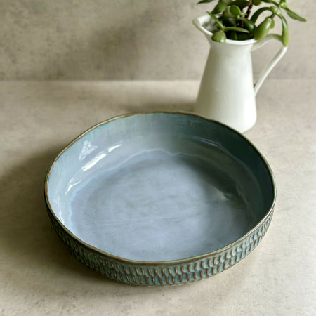LARGE DENIM BLUE CARVED BOWL - PRE ORDER
