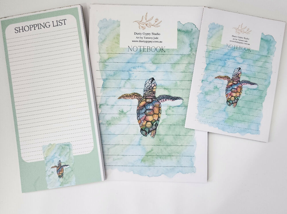 Baby turtle handmade stationery pack