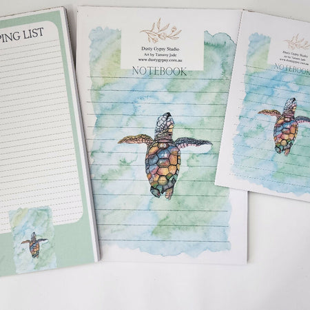 Baby turtle handmade stationery pack