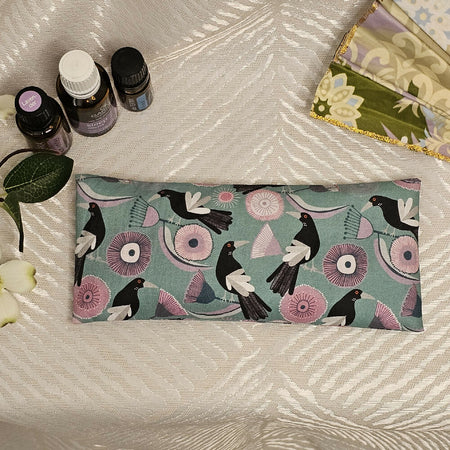 Aromatherapy Cotton EYE PILLOWS - Native Flowers with Black Birds