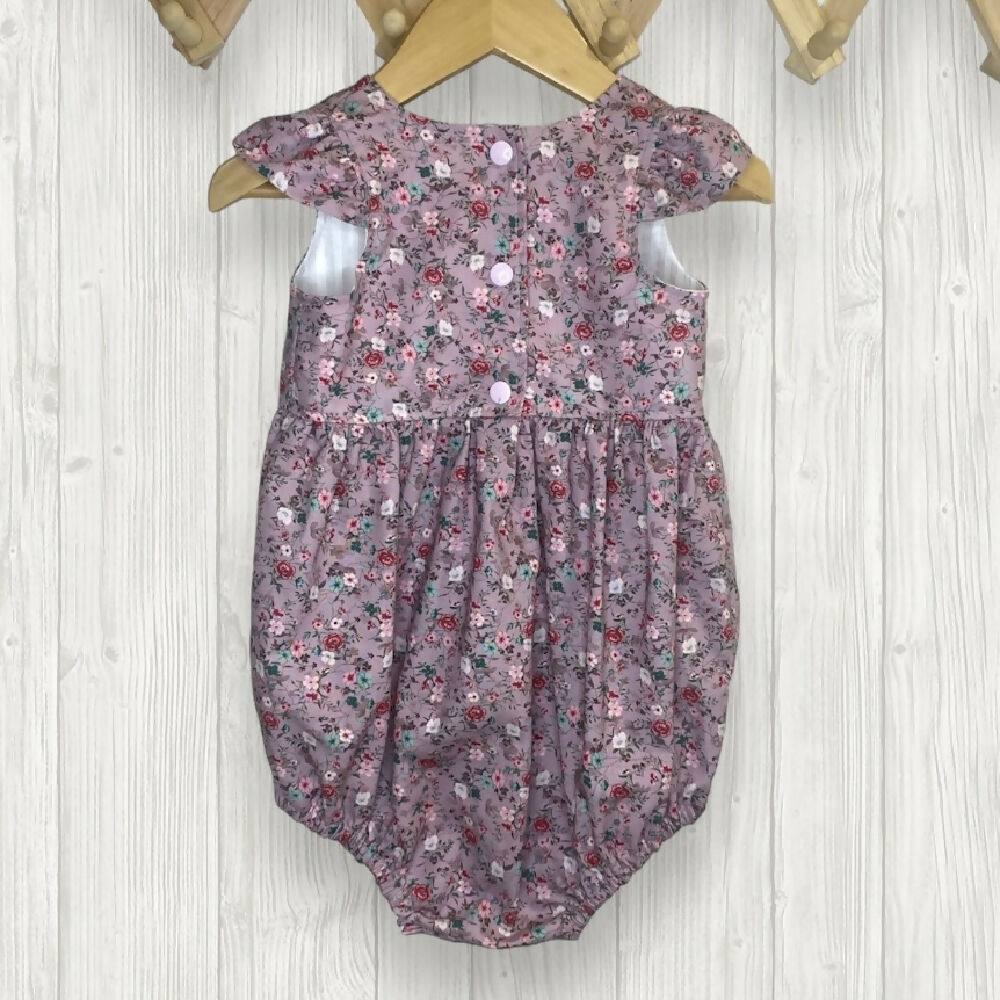 SIZE 1 - Dusty Mauve Tiny Flowers Tea Party Romper