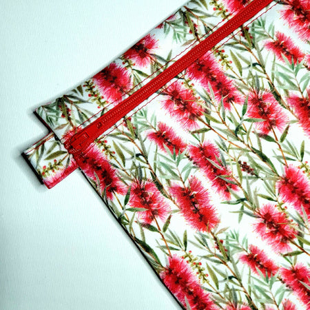 Medium Wet Bag in Lovely Bottlebrush Fabric