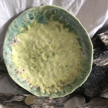 Green patterned textured dish