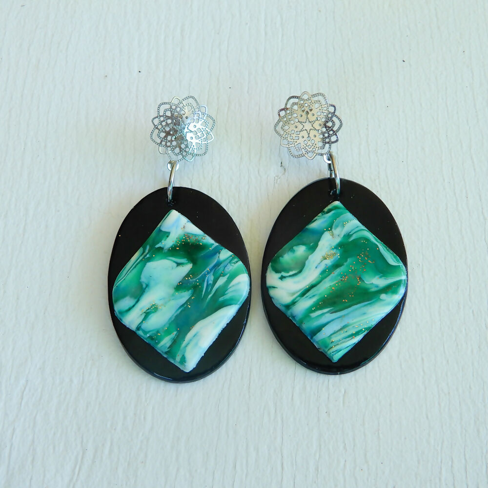 Layered Polymer Clay Earrings "Shimera"