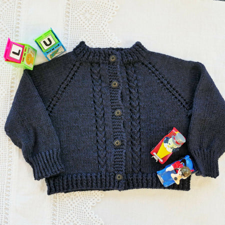 Dark navy wool and bamboo cardigan. Size 1-2. Free post
