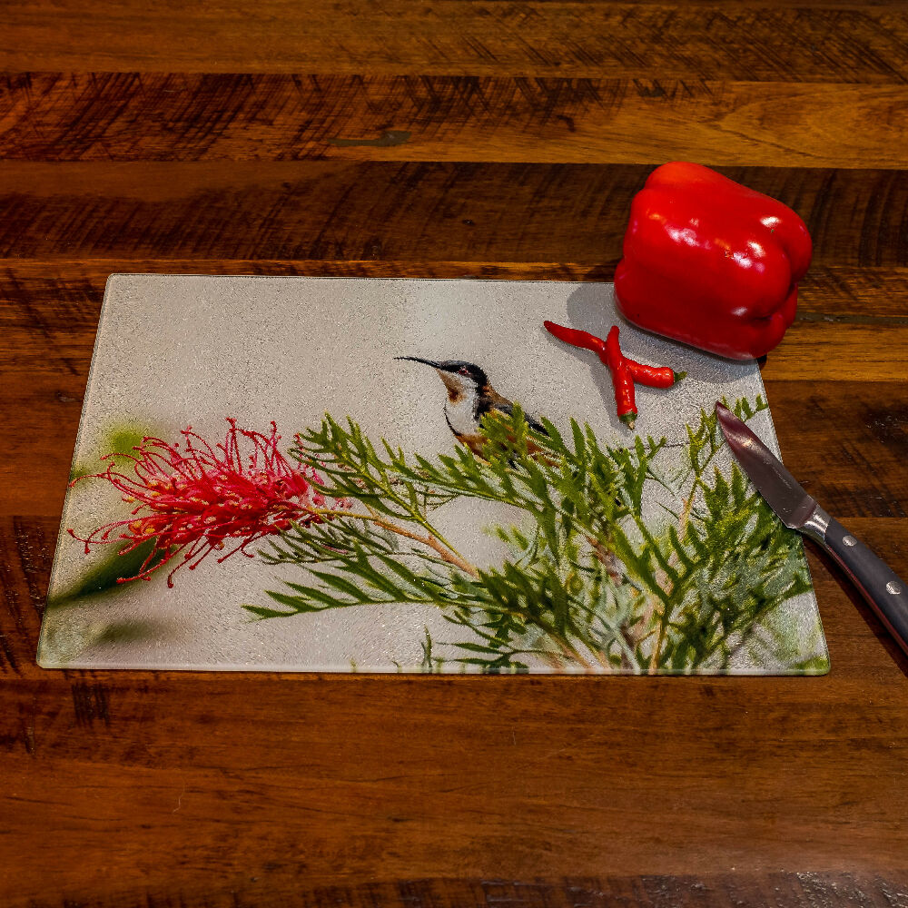 Eastern Spinebill Chopping Board - Tempered Glass