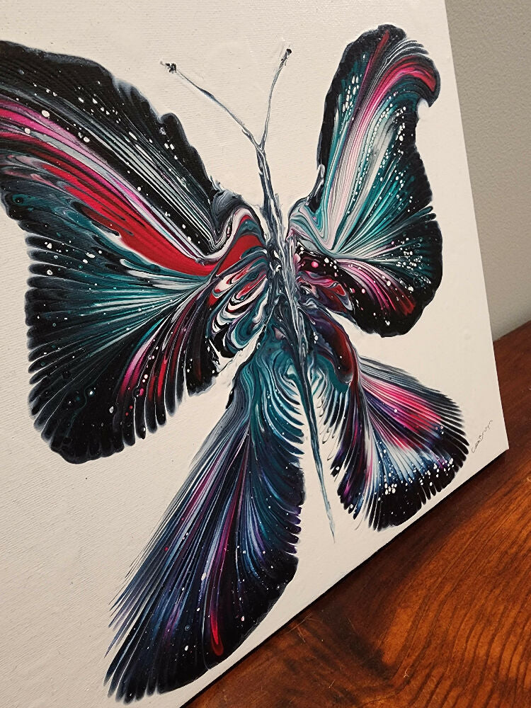 Original Fluid Art Illuminated Butterfly Painting