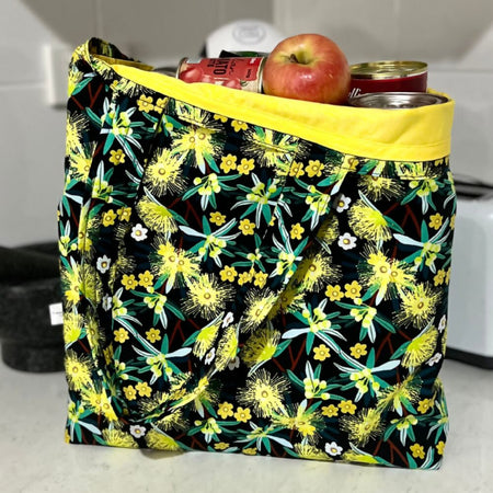 Grocery Tote .. Wattle ... Lined with storage pouch
