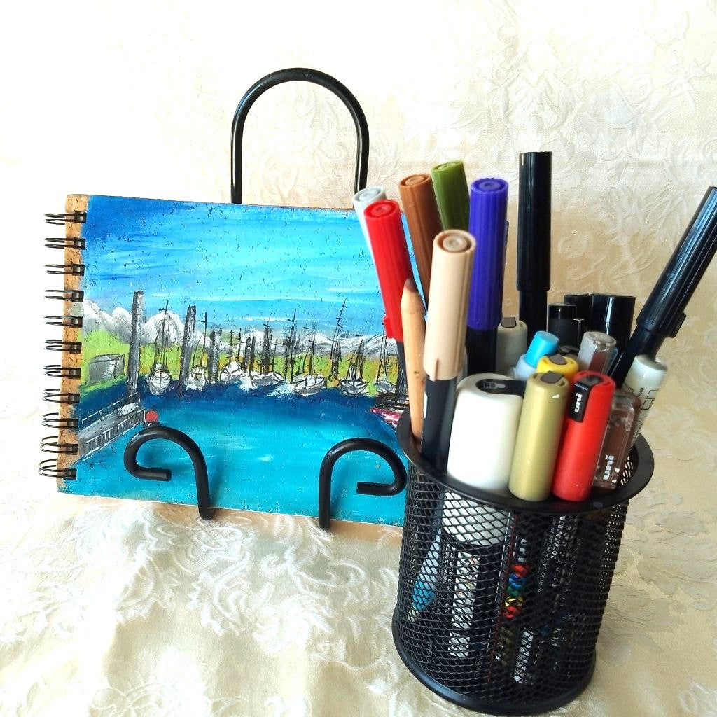 Handpainted Landscape Cork Covered Sketchbook