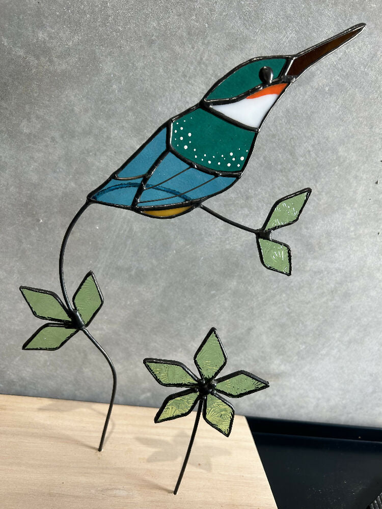 Stained Glass Kingfisher on Australian Timber Block (3)