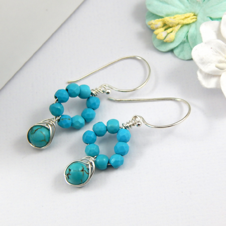 Peapod Earrings,Turquoise Earrings,December Birthday,December Birthstone,Gemstone PeaPod
