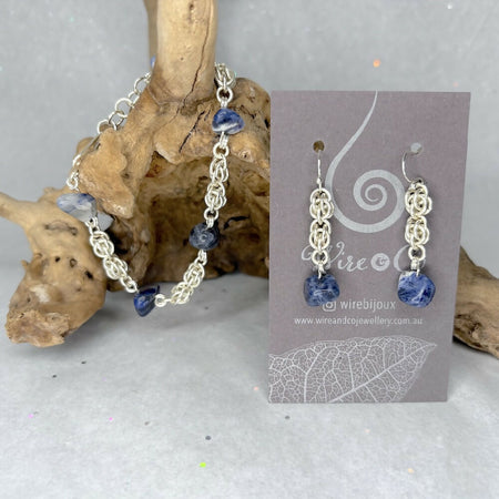 Sweet Pea | Silver handmade chain bracelet and earrings set