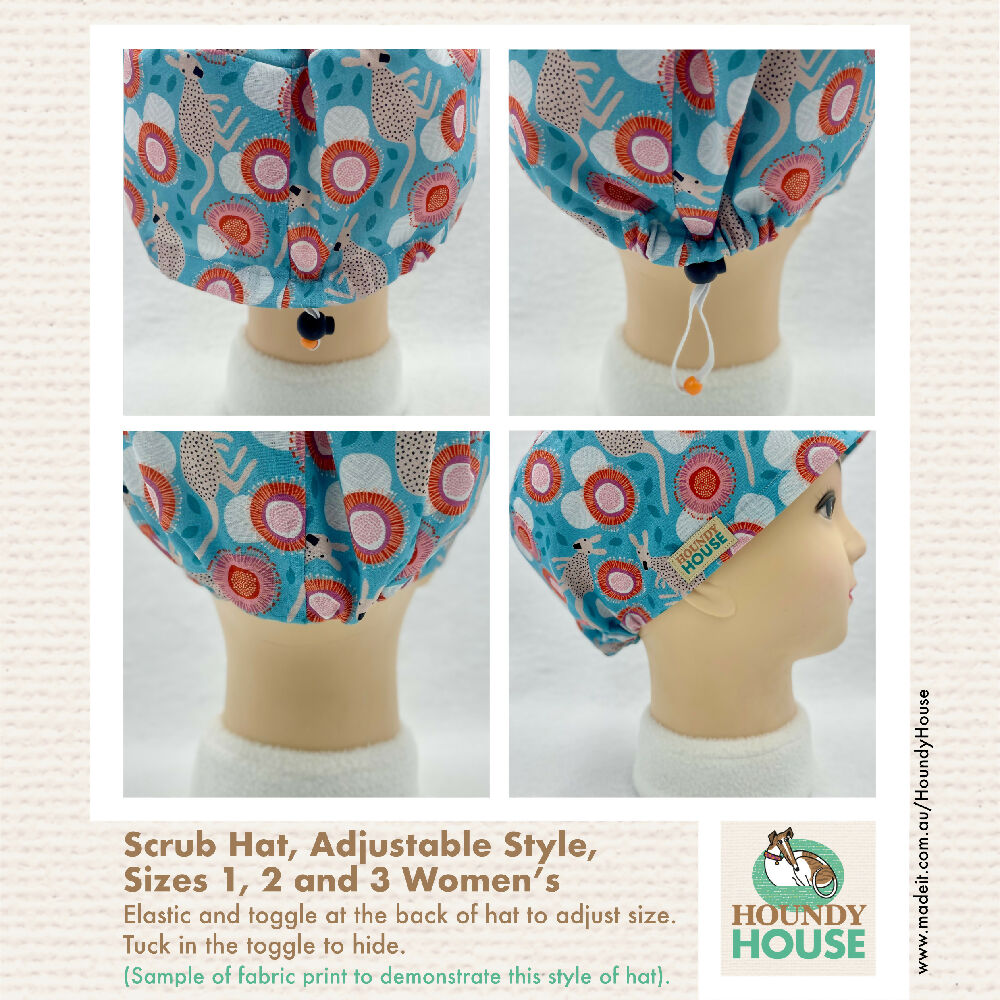 Houndy House  scrub hat adjustable style toggle