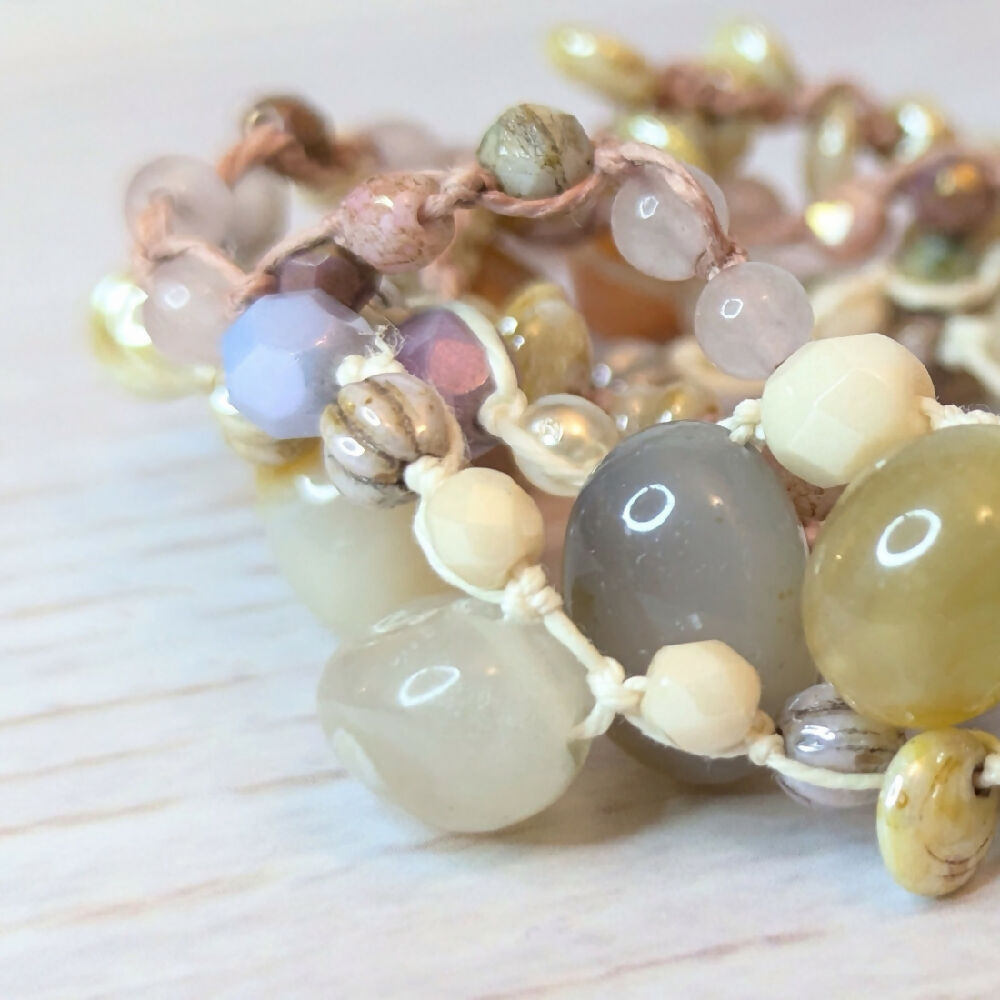 Sunflower bracelet | hemp bracelet | agate | beaded button bracelet