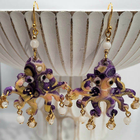 Purple/Pink Octopus Earrings