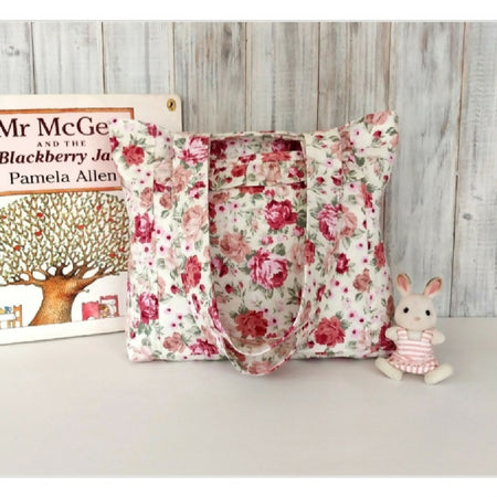 Cottage Roses kids ruffle pocket handbag - Floral mini tote
