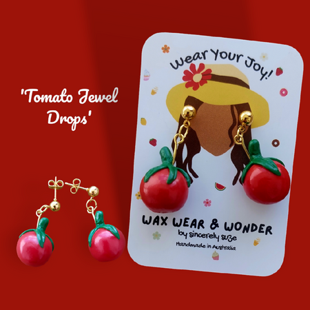 Polymer Clay Earrings - Tomato Jewel Drops