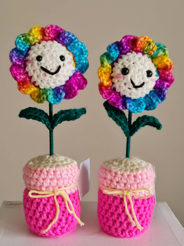CUSTOM Smiley Rainbow Flower