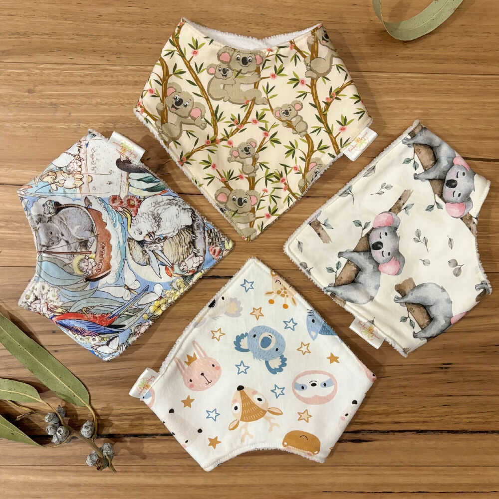 Baby Bib and Burp Cloth Set - Climbing Koalas