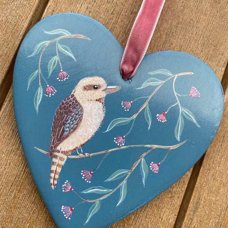 Hand-Painted Ceramic Heart Decoration - Kookaburra