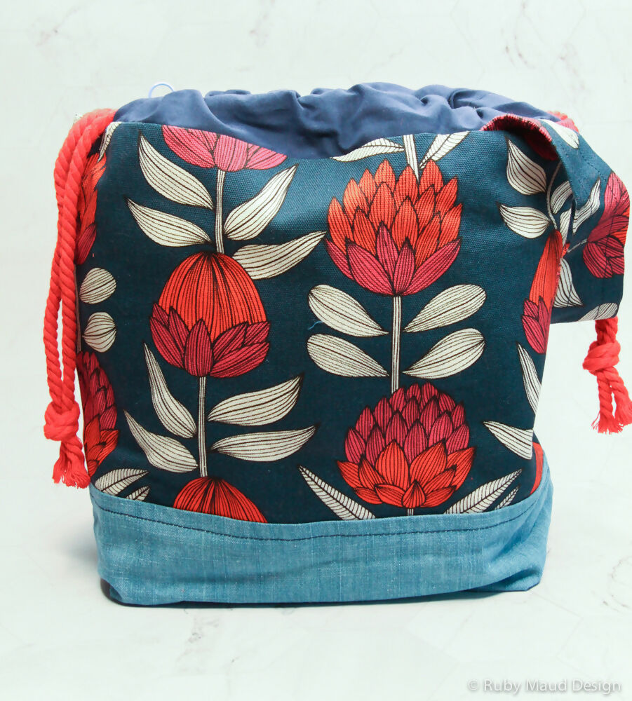 Large Knitting Project Bag - Red Waratah