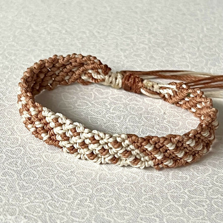 Beige & Brown macrame bracelet +FREE Microfibre Pouch
