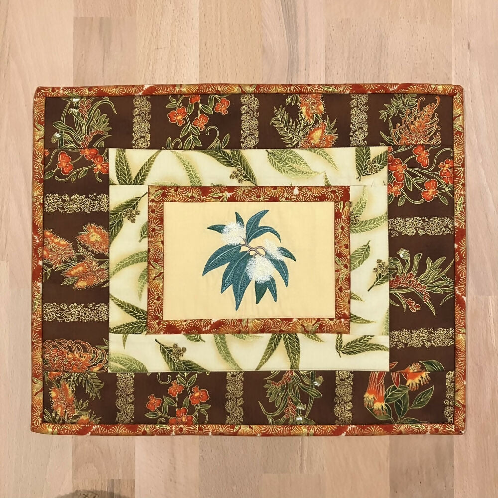 handmade Australian native quilted - flowering gum (cream)