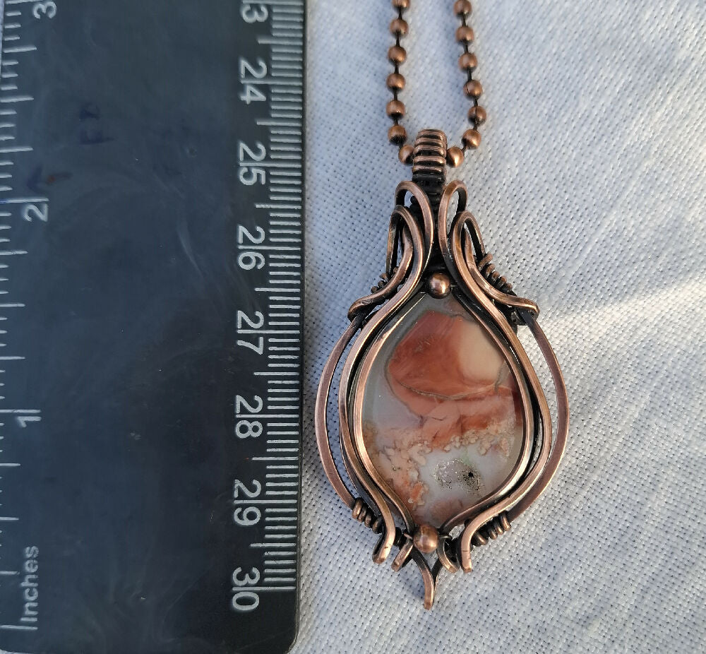 Cherry Blossom Agate in Copper with Chain