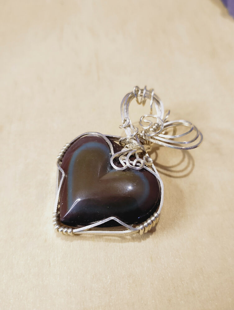 Rainbow Obsidian Heart in Sterling Silver